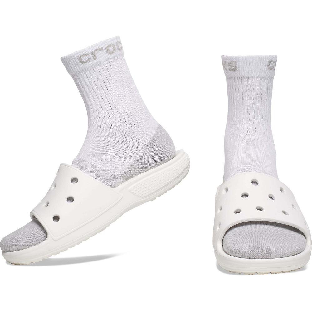 White Women's Crocs Adult Quarter Solid 3-Pack Socks | NZ 1630KORI